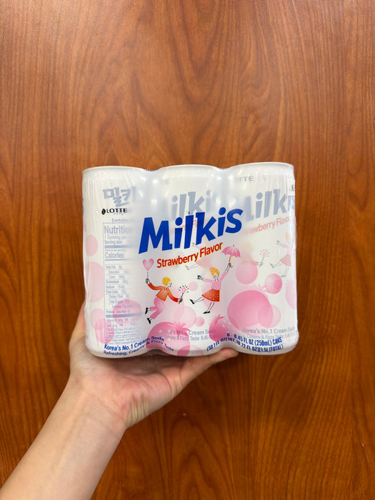 Lotte Milkis Drink - Strawberry, 6pk