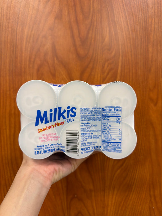 Lotte Milkis Drink - Strawberry, 6pk