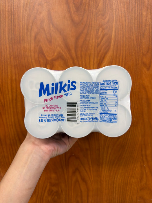 Lotte Milkis Drink - Peach, 6pk