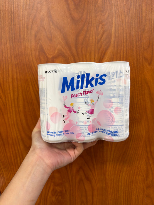 Lotte Milkis Drink - Peach, 6pk