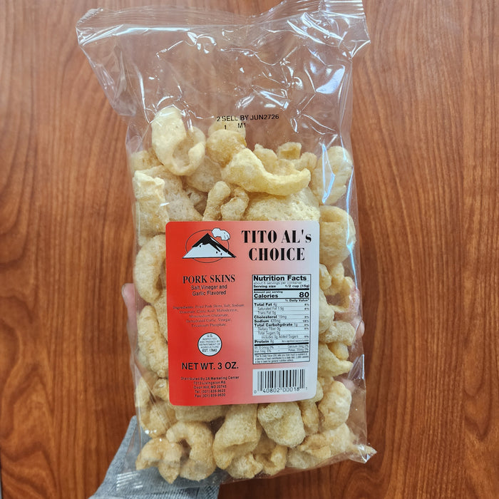 Tito Al Pork Skin Salt Vinegar Garlic Flavor, 3oz