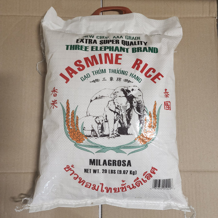 Three Elephant Jasmine Rice, 20lb