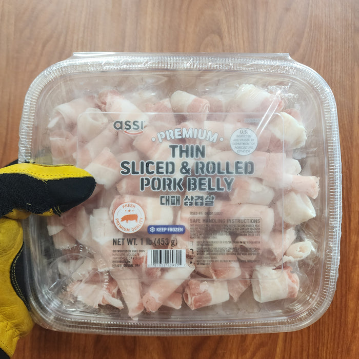 Assi Thin Sliced & Rolled Pork Belly, 1lb