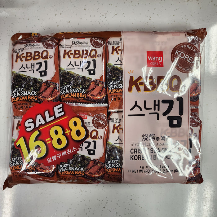 Wang Seaweed Snack K-BBQ, 16pk